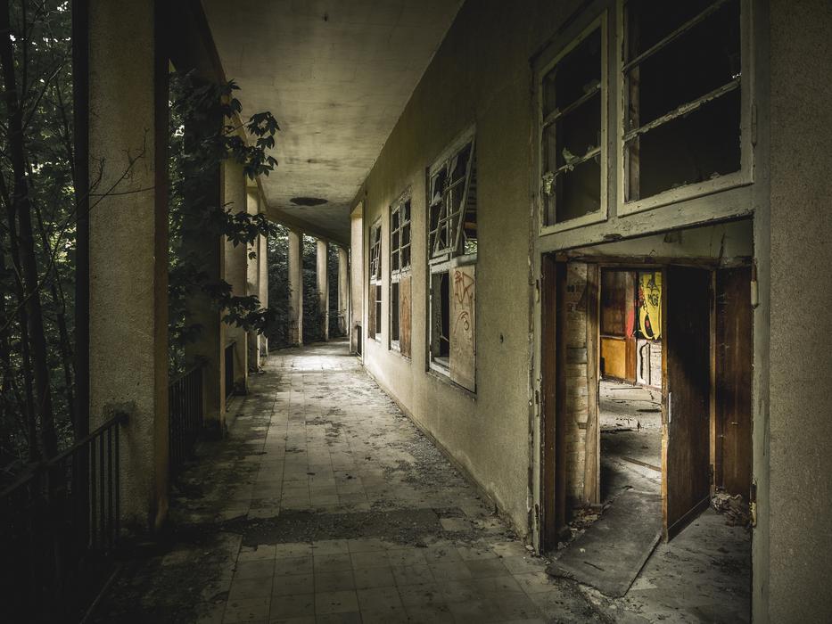 Abandoned house with the light inside