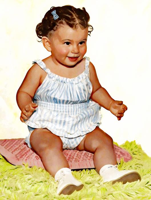 baby portrait 1950 s drawing