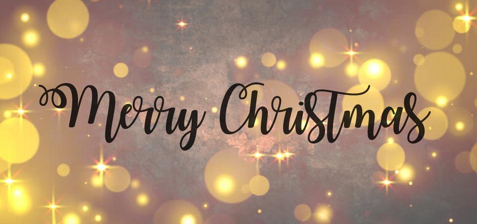 merry christmas card with glowing light