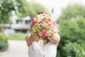 bride showing her bouquet