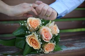 Love Wedding Bouquet and hands