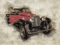 digital image of retro car bugatti