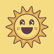 yellow sun face happy drawing