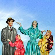 retro image of a happy family