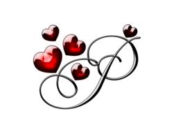 ornamental letter with hearts