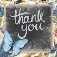 thank you greeting card butterfly blue