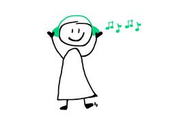 music notes person drawing