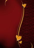 greeting card background, golden swirls and hearts
