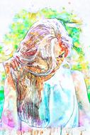 girl portrait watercolor drawing