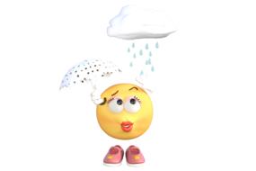 rainy weather, icon, funny emoji with umbrella