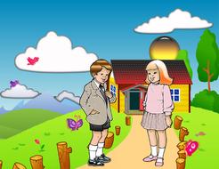 children boy girl school drawing