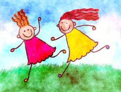 watercolor girls art drawing