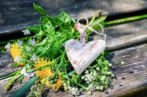 Flowers Heart Love wood