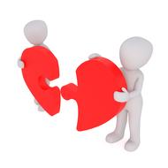 love heart together puzzle 3d men drawing