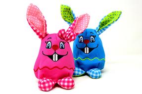 Cute and beautiful, colorful Easter Bunnies, at white background