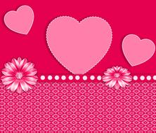 pink banner with flowers and hearts