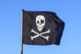 Pirate Flag Black Skull blue sky
