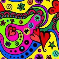 colorful abstraction with hearts as background
