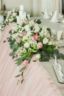 Flowers on table served for Wedding