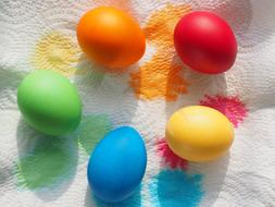 Easter Eggs Colors yellow, orange, red, green, blue