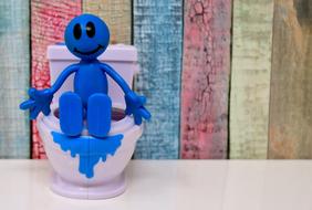 Toilet Smiley Figure blue