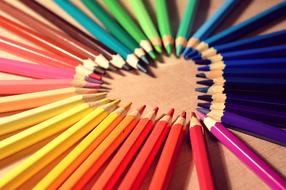 colored pencils, rainbow Heart outline