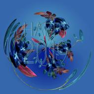 Happy New Year 2019 Greeting card drawing