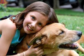 love between a little girl and a brown dog