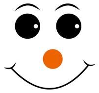 cartoon snowman face, close-up
