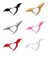 hearts with wings on white background