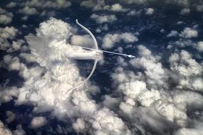 cupid hand arrow cloud sky