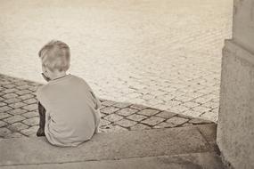 Lonely Boy Child sepia