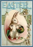 vintage easter card with hare