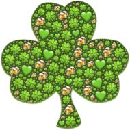 green hearts in shamrock shape