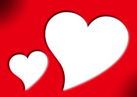 white hearts on red background