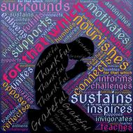 kneeling grateful thankful person drawing