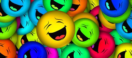 Many colorful smileys, with the closed eyes, clipart