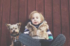 Child and Dog Pet