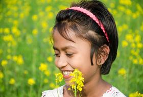 Happiness Girl yellow flower