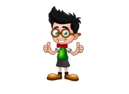 happy comic character on white