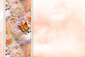 background romantic flowers and butterfly drawing