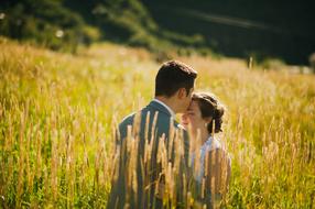 wedding photo shoot in tall grass