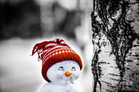 Snowman Smile red hat