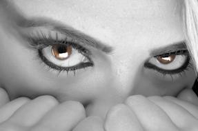 Eyes Fear Female back and white
