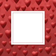 red frame with hearts around white frame