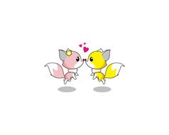 kiss of funny foxes as an illustration