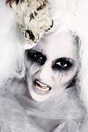 woman with Scary makeup shouting