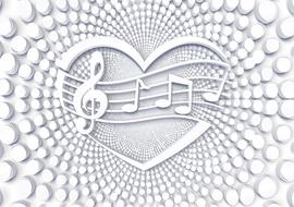 music notes in heart shape as background