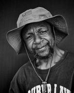 black and white Portrait Man hat