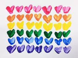 illustration of Hearts Rainbow colored